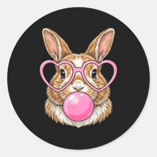 Adesivo Redondo Coelhinho engraçado cute chiclete coelho óculos de