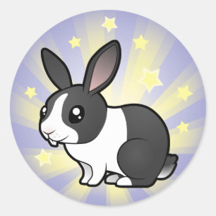 Adesivo Redondo Coelhinho Estrela Pequena (orelha ereta pelo liso)