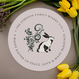 Adesivo Redondo Coelhinho Moderno do Felz pascoa Personalizado