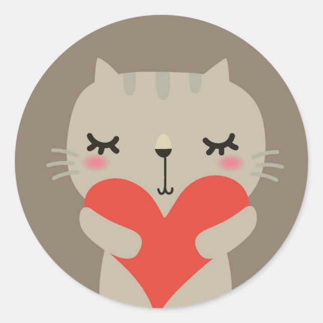 Adesivo Redondo Coelho bonito com amor (Frente)