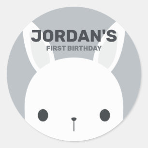 Adesivo Redondo Coelho Bonito com Nome Personalizado