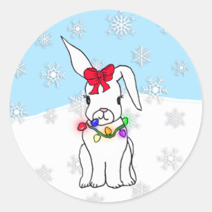 Adesivo Redondo Coelho bonito da neve do Natal dos desenhos
