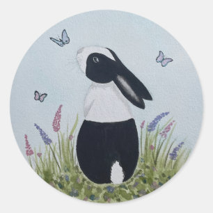 Adesivo Redondo Coelho Bunny Aquarela Holandesa