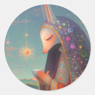 Adesivo Redondo Coelho Celestial