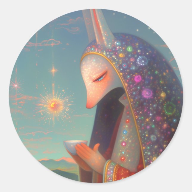 Adesivo Redondo Coelho Celestial (Frente)