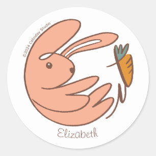 Adesivo Redondo Coelho Cinto e Arte Animal Cenoura Personalizadas
