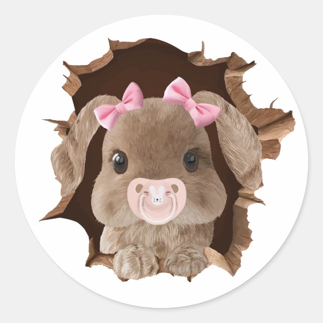 Adesivo Redondo Coelho com chupeta (Frente)