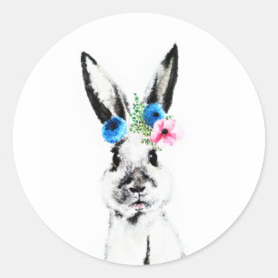 Adesivo Redondo Coelho com Flores