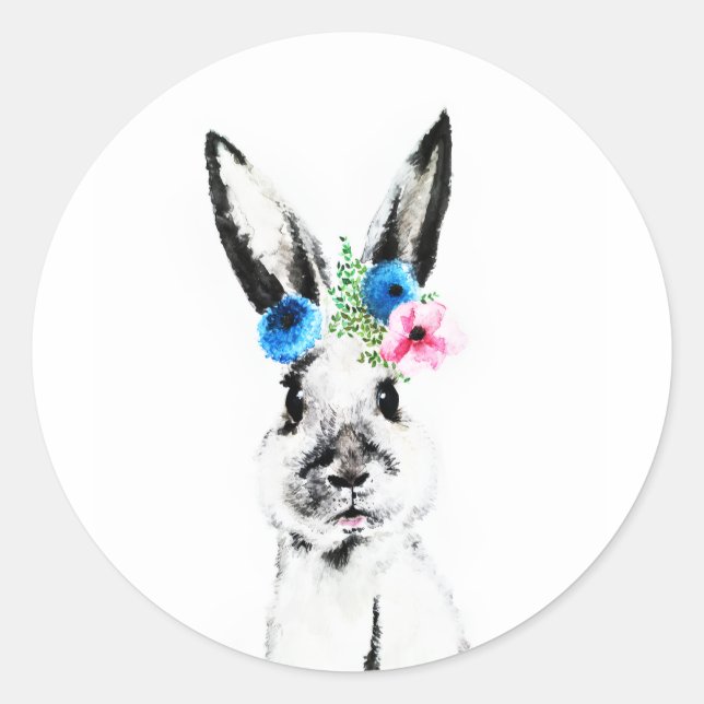 Adesivo Redondo Coelho com Flores (Frente)