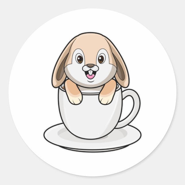 Adesivo Redondo Coelho com Taça do Café (Frente)