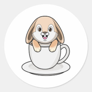 Adesivo Redondo Coelho com Taça do Café