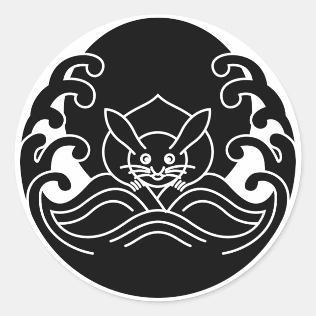 Adesivo Redondo Coelho da onda lua (Frente)