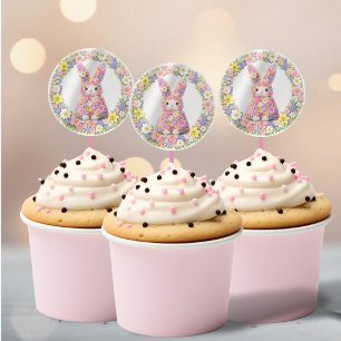 Adesivo Redondo Coelho da Páscoa Flor Doce Coelho