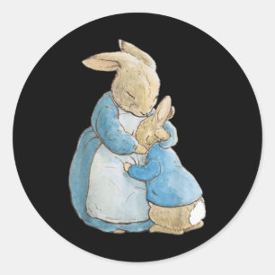 Adesivo Redondo Coelho da Páscoa Peter Mother Rabbit Retrô Cottage