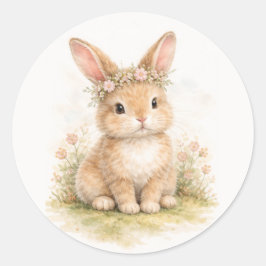 Adesivo Redondo Coelho da Páscoa Vintage em Aquarela