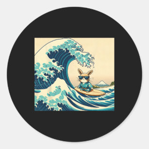 Adesivo Redondo Coelho de Kimono Legal Surfando - Grande Onda Japo