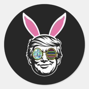Adesivo Redondo Coelho de Páscoa Feliz Trump Caça aos Ovos Primave