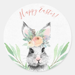 Adesivo Redondo Coelho de Páscoa Floral
