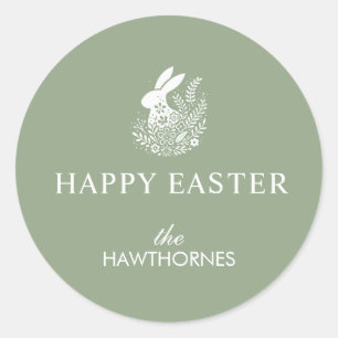 Adesivo Redondo Coelho de Páscoa Floral Pastel