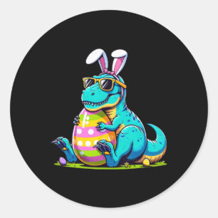 Adesivo Redondo Coelho de Páscoa Ovo de Dinossauro Feliz Eastrawr 