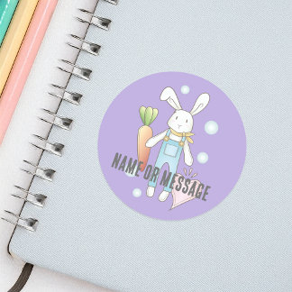 Adesivo Redondo Coelho de pelúcia roxo personalizado fofo