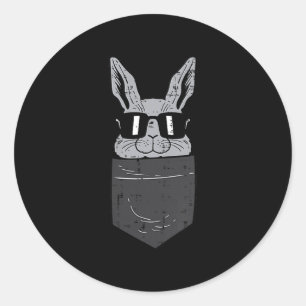 Adesivo Redondo Coelho do Bunny de Páscoa Óculos de Sol Bolso Lega