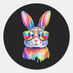 Adesivo Redondo Coelho Engraçado Páscoa Coelho Sungs Tie Dye Homen