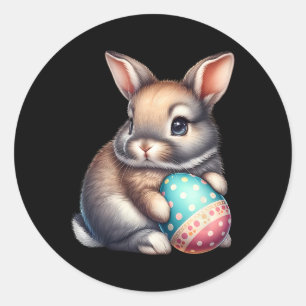 Adesivo Redondo Coelho Fofo de Páscoa Ovos Pets Bunny Coelhos Faze