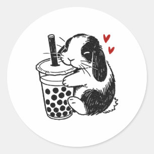 Adesivo Redondo Coelho Holland Lop Ama Bunny do Chá Boby e Bolha