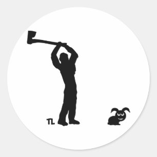 Adesivo Redondo coelho inoperante preto - lenhador