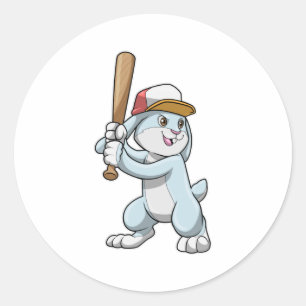 Adesivo Redondo Coelho no Baseball com Baco de Baseball