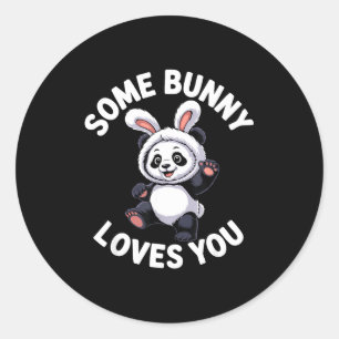 Adesivo Redondo Coelho Panda Fofo de Páscoa Algum Coelho Te Ama