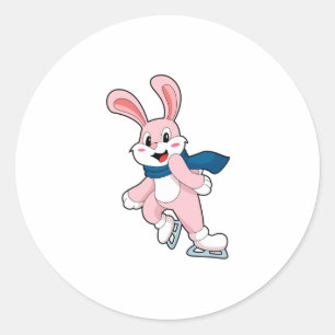 Adesivo Redondo Coelho Patinação no gelo Patins de gelo