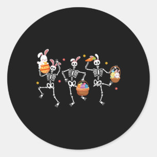 Adesivo Redondo Coelho Skeleton Dancing Páscoa Basket Cenoura Engr