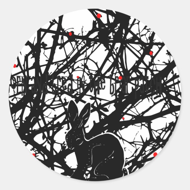 Adesivo Redondo Coelho Trickster em Patch Briar (Frente)