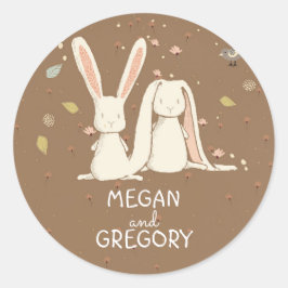 Adesivo Redondo coelhos coelhos, focas bonitinhas