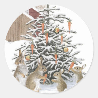 Adesivo Redondo coelhos de Natal