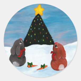 Adesivo Redondo Coelhos do Natal
