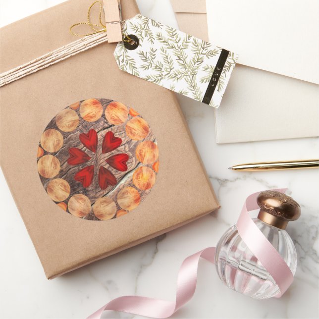 Adesivo Redondo Cœurs et cercles en kaléidoscope  (Presentear)