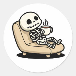 Adesivo Redondo Coffee Break – Grim Reaper Dark Humor Coffee