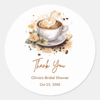 Adesivo Redondo Coffee Floral Love is Brewing Bridal Shower