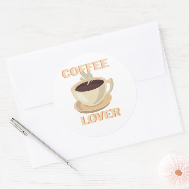 Adesivo Redondo Coffee Lover – Cute & Cozy for Caffeine Fans (Envelope)