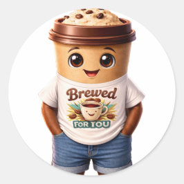 Adesivo Redondo Coffee Man – Fun Design for True Caffeine Kings