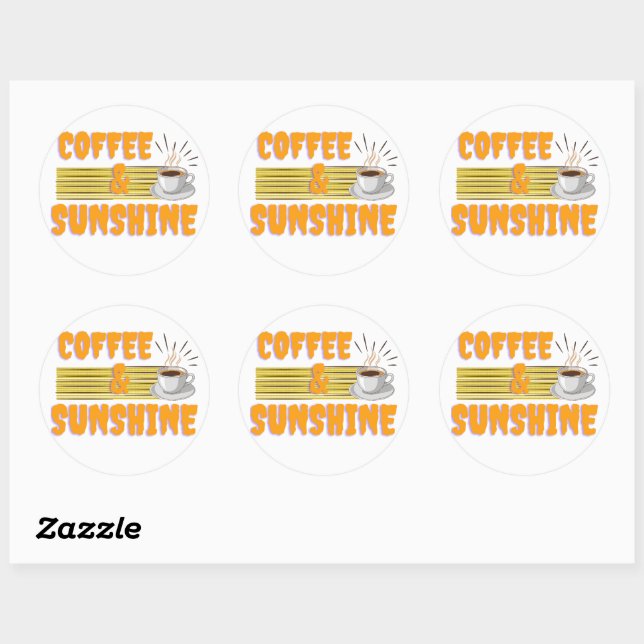 Adesivo Redondo Coffee & Sunshine – Positive Morning Vibes  (Folha)