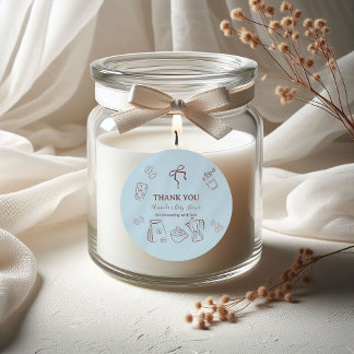 Adesivo Redondo Coffee Theme Blue Bow Cafe Bebe Boy Baby Shower