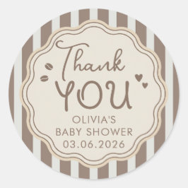 Adesivo Redondo Coffee Themed Whimsical Baby Shower Thank You