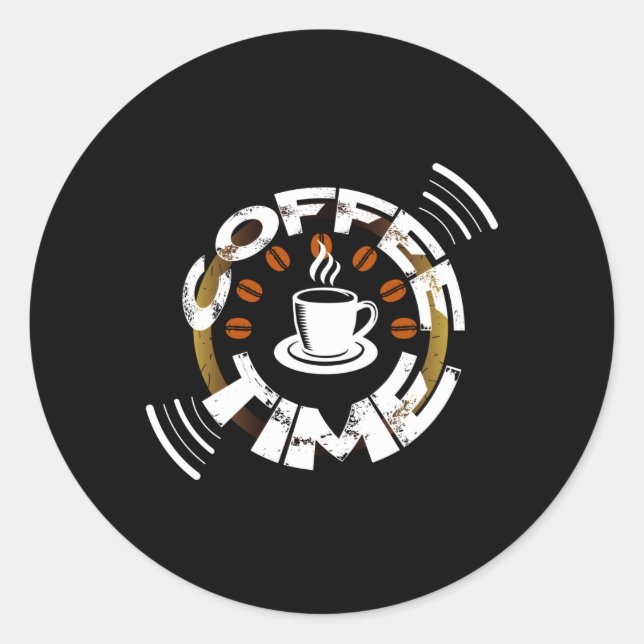Adesivo Redondo Coffee Time (Frente)