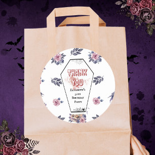 Adesivo Redondo Cofin Cofin Rosa Raven Gótica Aniversário