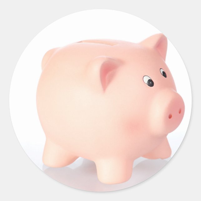 Adesivo Redondo Cofre de moedas rosa (Frente)