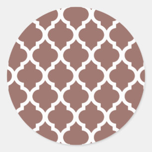 Adesivo Redondo Cognac Brown Azulejo Marroquino Trellis